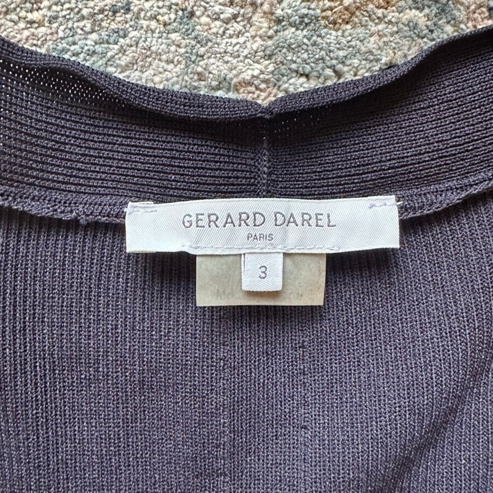Gerard‎ Darel Paris Navy Blue Ribbed Open Front Longline Cardigan Sweater Sz 3 L - Picture 5 of 8